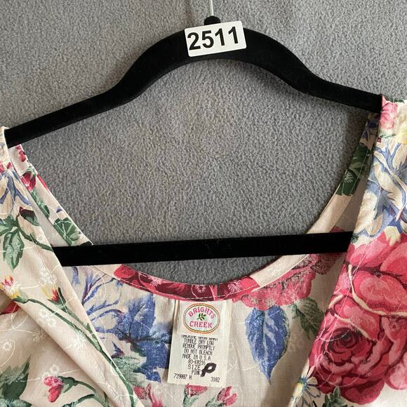 Vtg 80s 90s NOS Brights Creek Cottage Garden Midi Dress Romantic Boho M? Floral - Picture 15 of 15